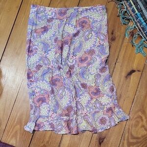 Purple Floral Ruffled Midi Skirt